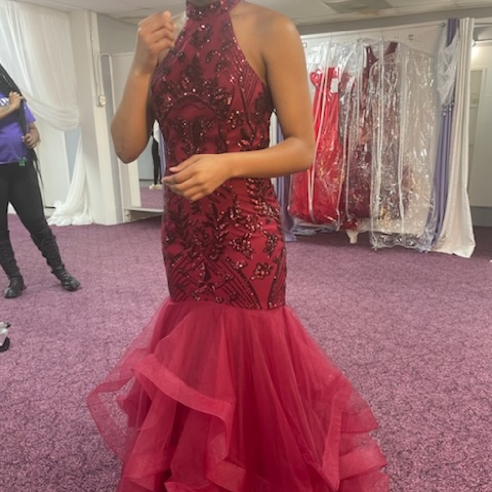 Burgundy prom dress size 8
